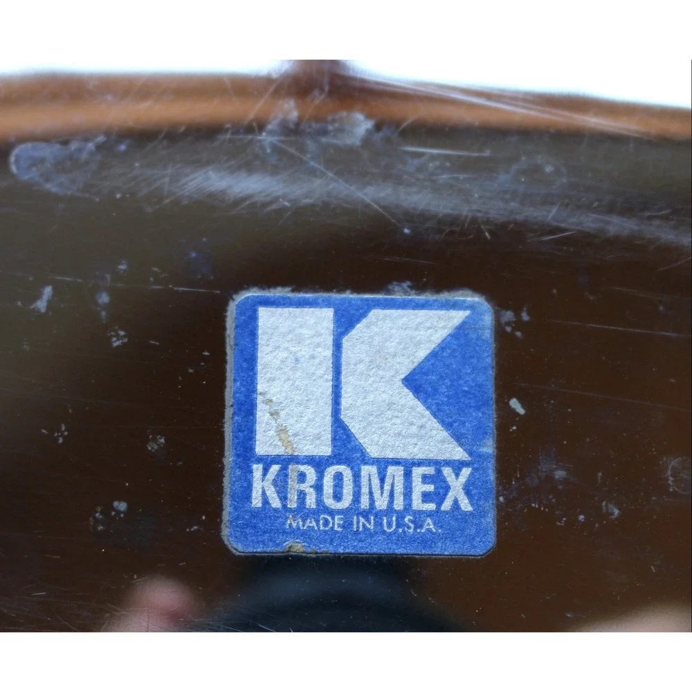 Vintage Chrome Kromex Serving Tray with‎ Wood Handles Original Label